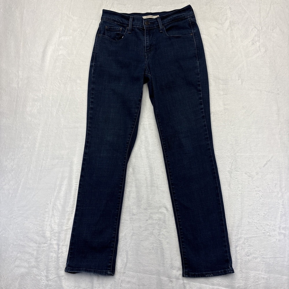 Levis 505 Straight Jeans Women's Size 26 Dark Wash Mid Rise Stretch Denim